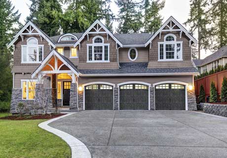 modern house with slate garage door