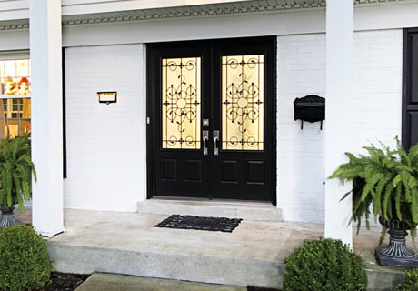 double fiberglass door in entryway