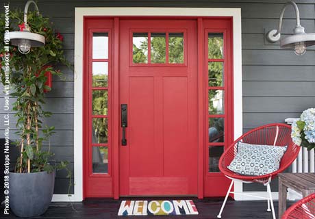 custom red entryway door